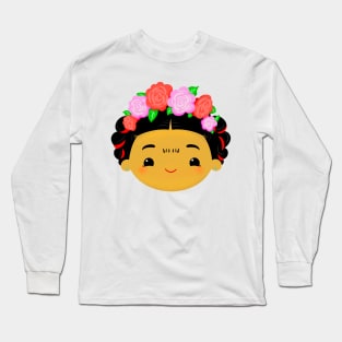 Cute Chibi Kawaii Mexican Flower Girl Long Sleeve T-Shirt